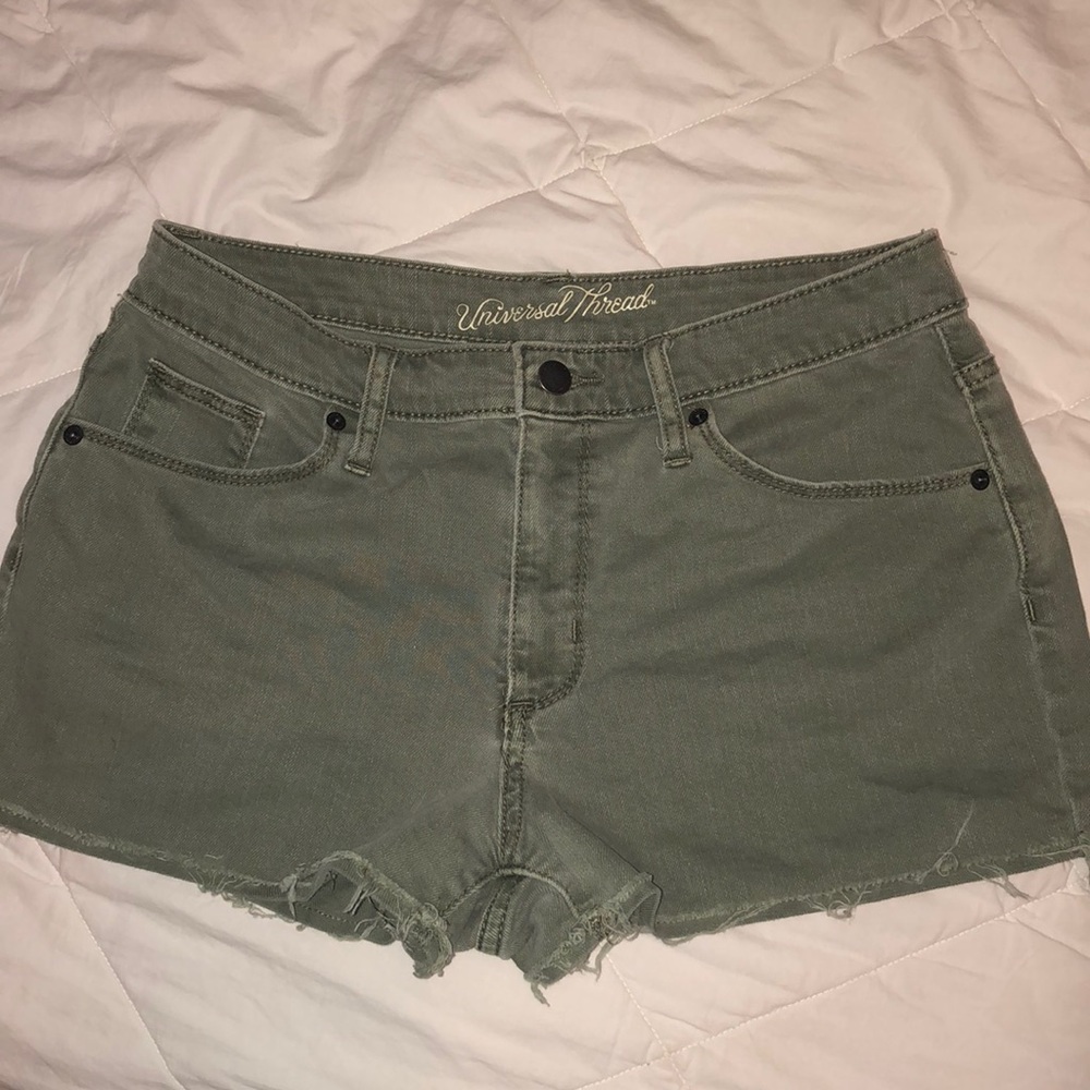 Olive green jean shorts
